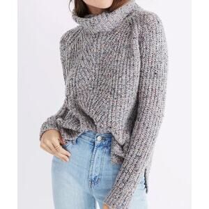 Madewell Womens Colorfleck Ribbed Turtleneck Sweater Wool Silk S Slouchy Chunky